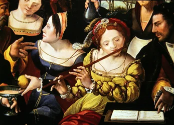 Scene Galante at the Gates of Paris, (detail) Flute Player